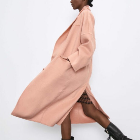 Zara Bloggers Fav Oversized Double Button Long Coat Tangerine XL NWT - Picture 9 of 13